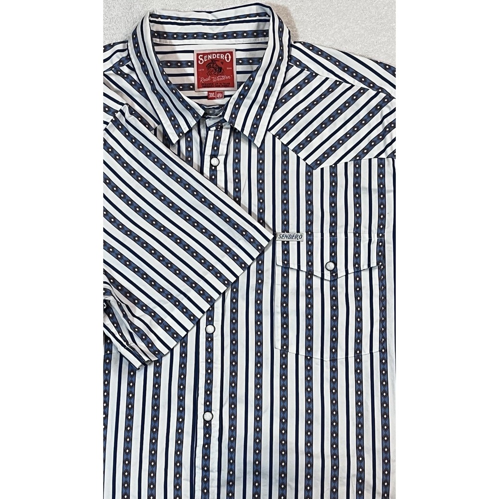 Sendero Provisions Co. Mens 3XL Short Sleeve Pearl Snap Shirt Serape Aztec
